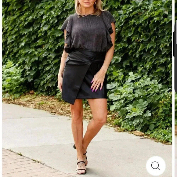 bishop + young | Vegan Leather Margarita  Wrap Skirt - Picture 2 of 13